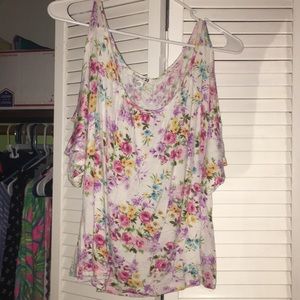 Forever 21 cold shoulder floral top S